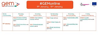 #GEMonline timetable for 11th January